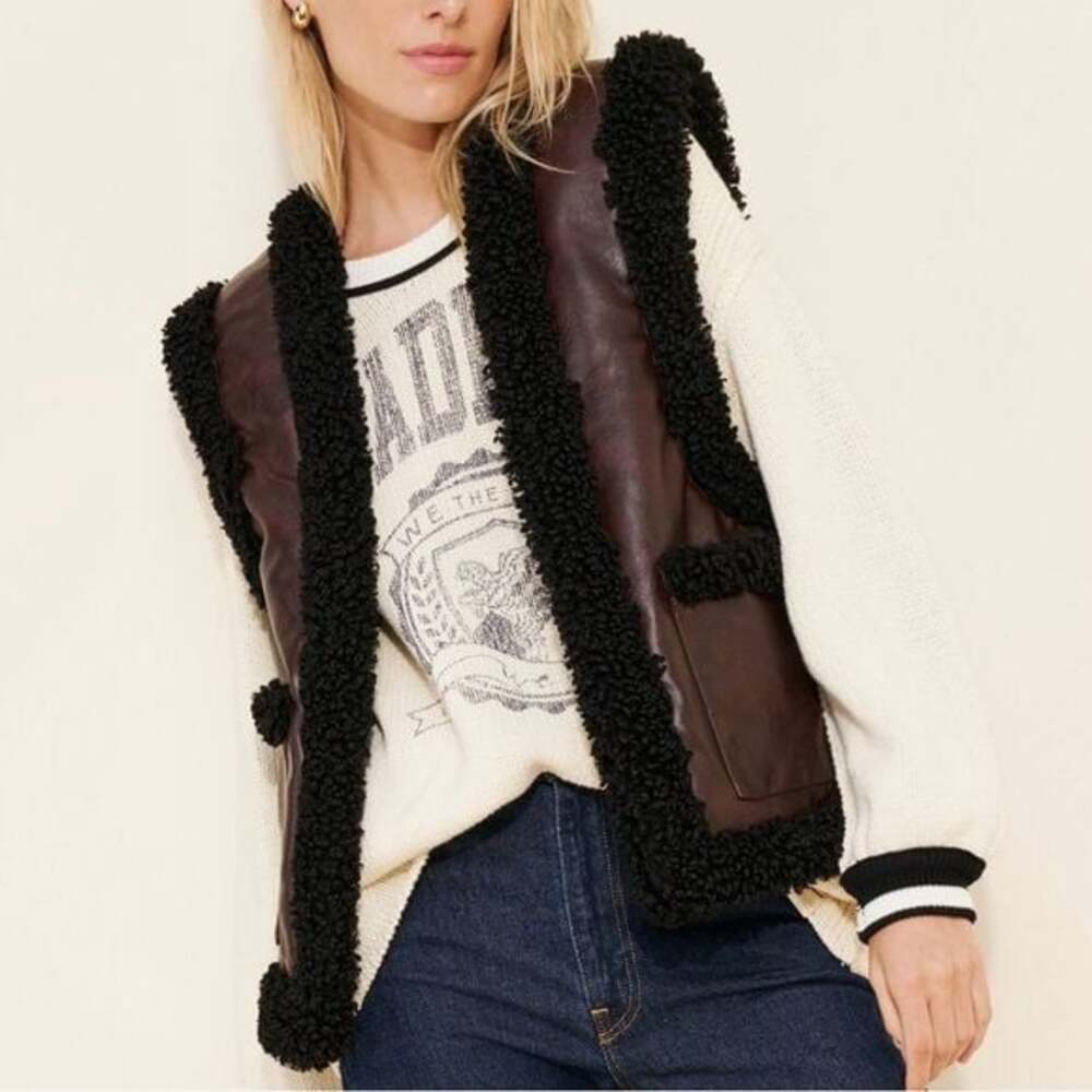 MRSP $198 WeWoreWhat Reversible Fuzzy Relaxed Vest